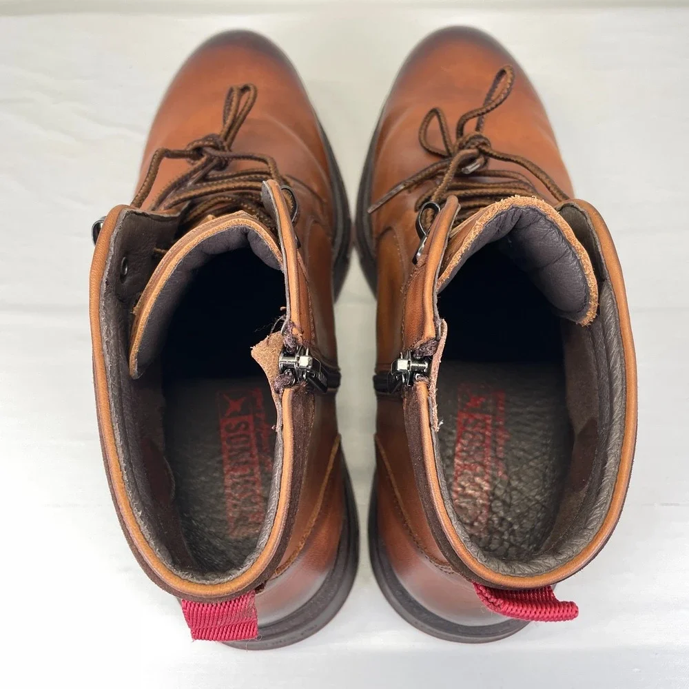 Pikolinos Boots Mens Size 43 US 9.5 Brown Leather Side Zip Lace Up Casual Shoes